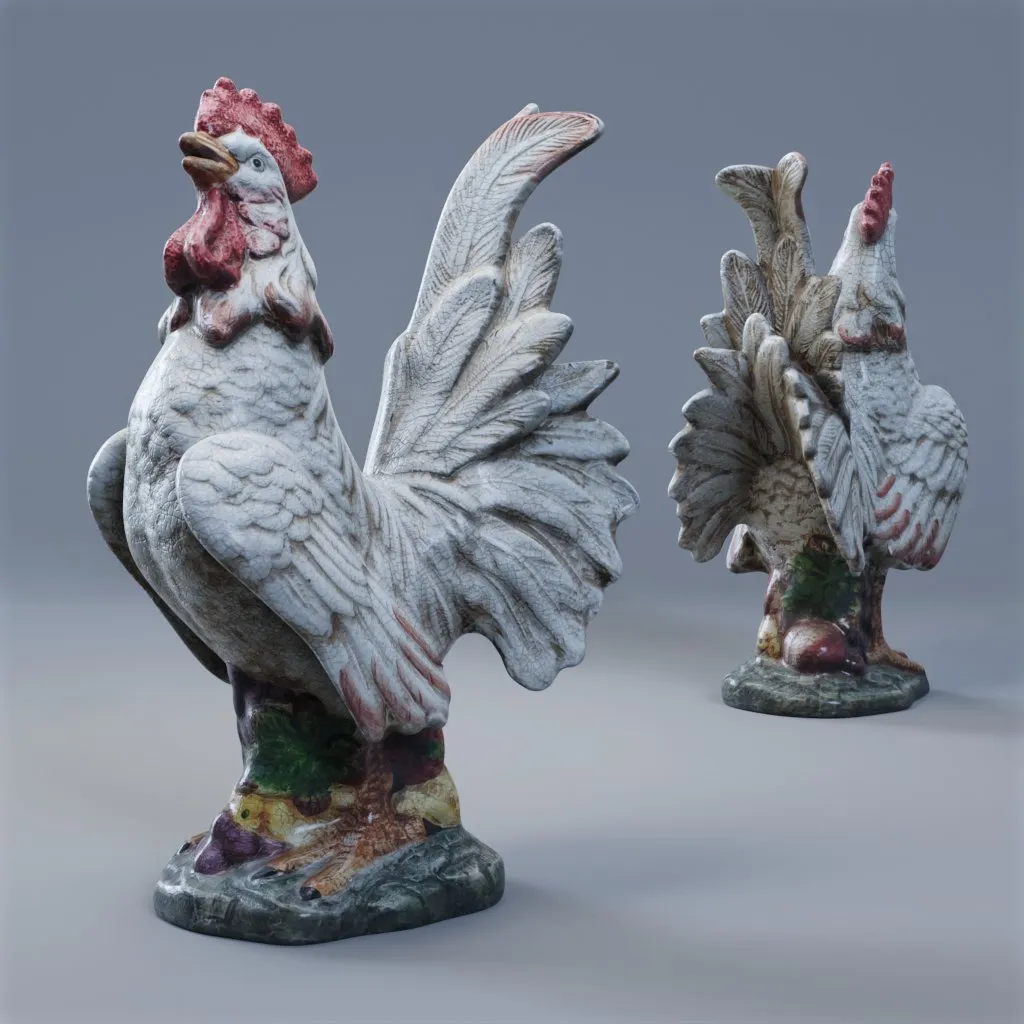 scansione 3D con retopologia della mesh di un gallo